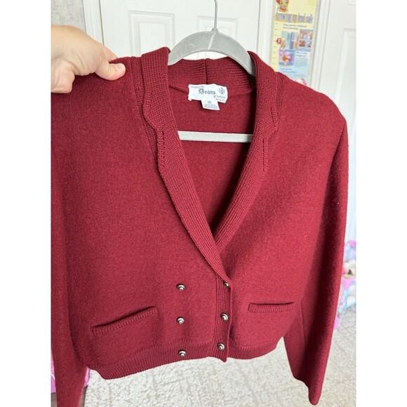 VTG Deans Of Scotland Women’s Mahogany Brown Medium Boiled Wool Cardigan - Picture 9 of 10